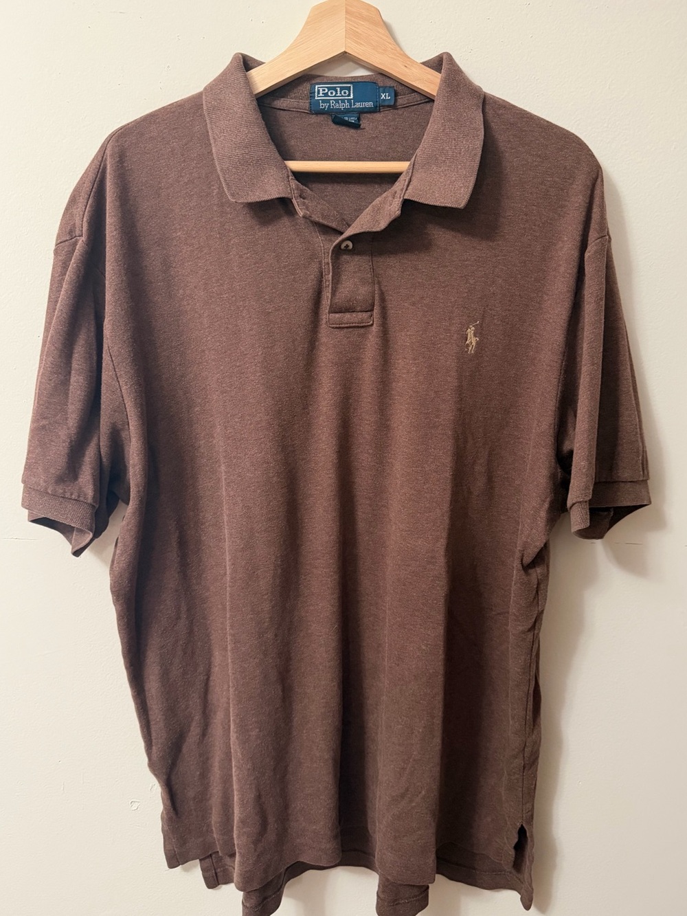 Ralph Lauren Brown Polo Shirt with Gold Pony Embroidery - Men's